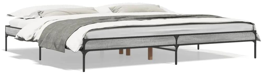 845004 vidaXL Cadru de pat, gri sonoma, 180x200 cm, lemn prelucrat și metal