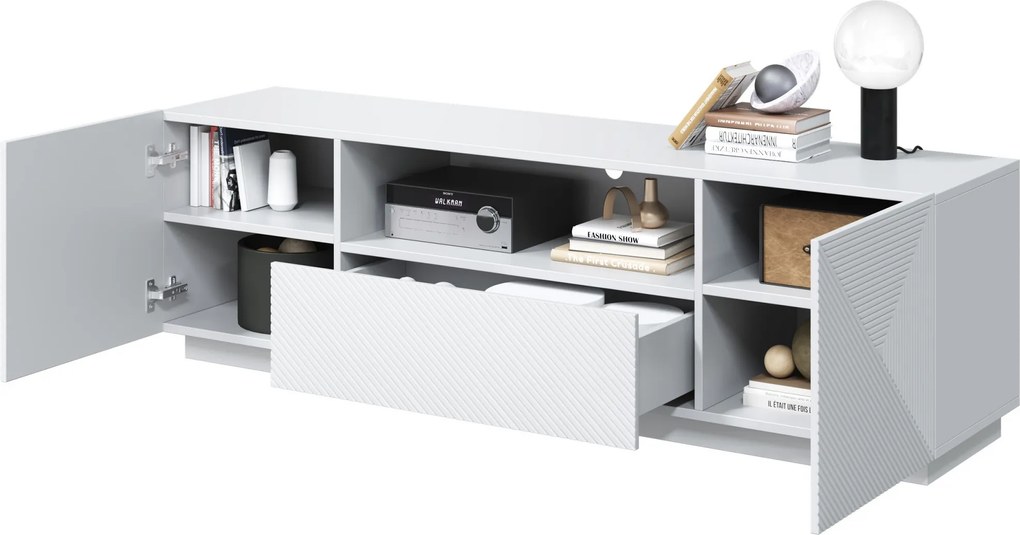 Comodă TV Asha 167 cm cu sertare - alb mat