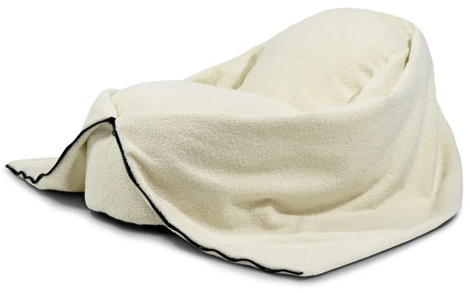 Fotoliu puf pentru copii crem cu tapițerie din țesătură bouclé Cocoon 80 – SLOWDOWN