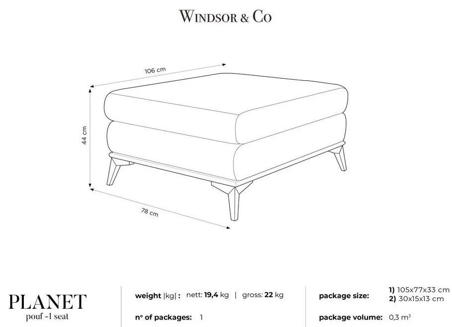 Puf Windsor &amp; Co Sofas Planet, gri închis