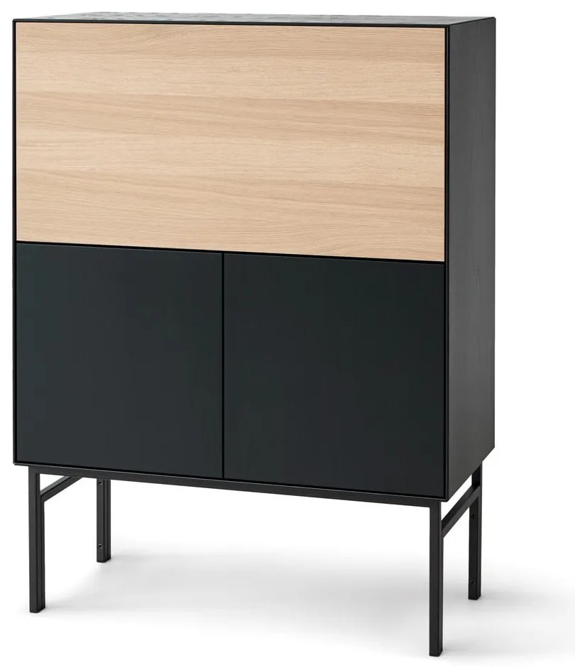 Dulap vinotecă cu aspect de stejar/negru 91x111 cm Edge - Hammel Furniture