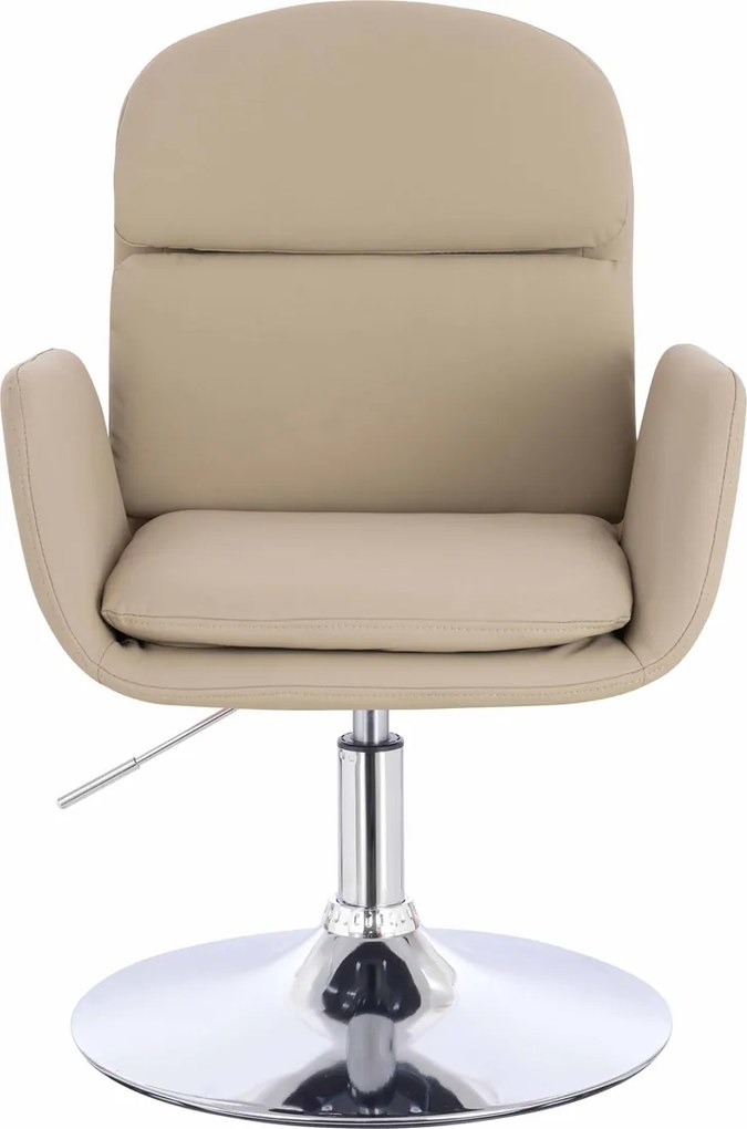 HR480N Scaun Crem Piele Ecologica Premium Soft cu Bază Cromata