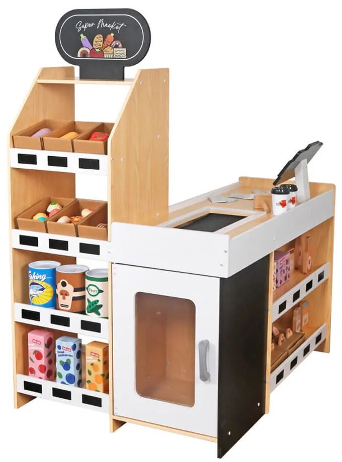 Supermarket de jucarie din lemn cu accesorii