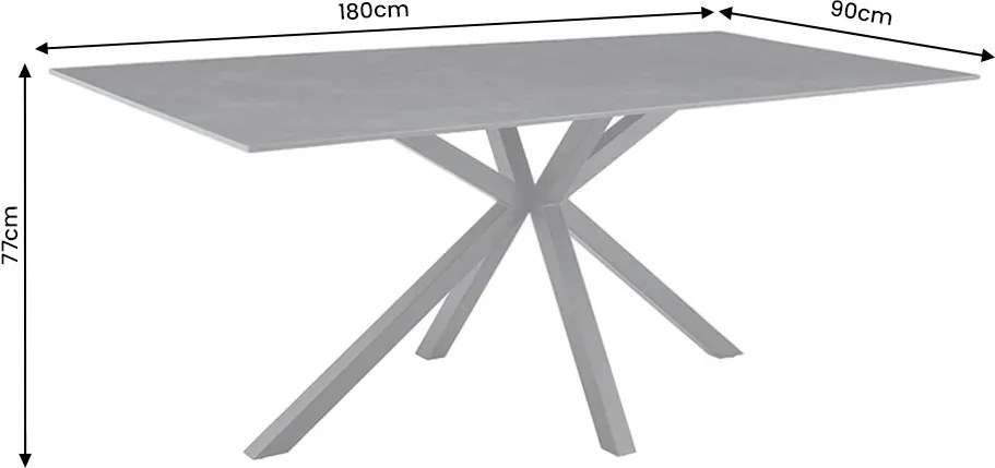 Masa dining cu blat ceramic GALAXIE gri 180x90cm