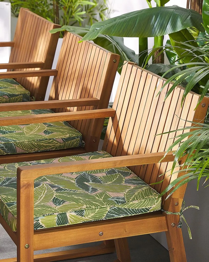 Set 8 buc. scaune de grădină SASAN (maro deschis) (cu perne verzi). 1022854