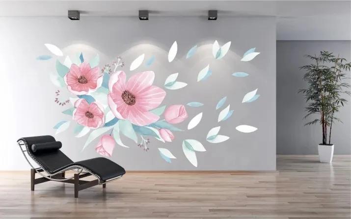 Autocolant de perete pentru interior buchet de flori roz 60 x 120 cm