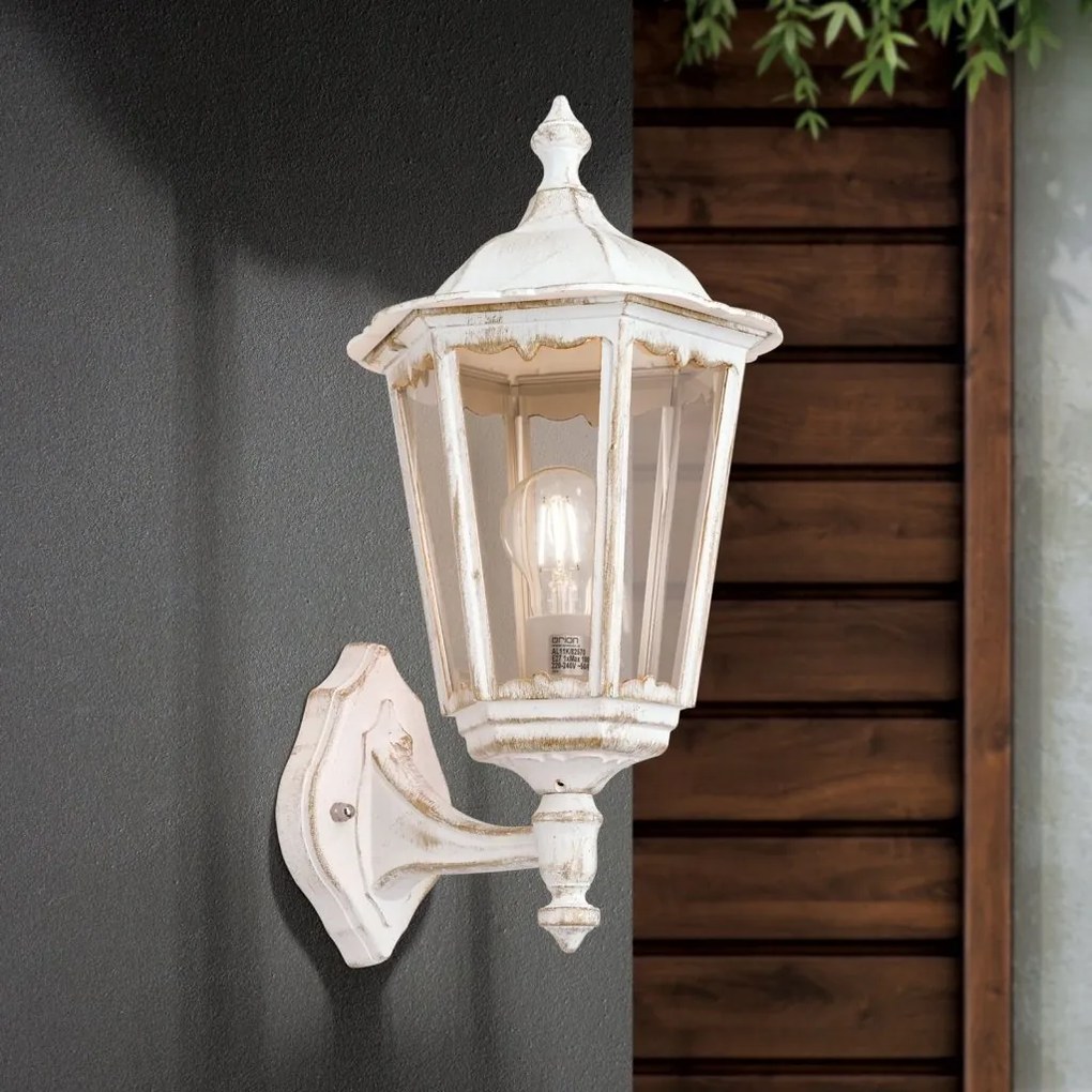 Aplica de perete exterior stil clasic IP43 Puchberg AL 11K/82570 weiß-gold/rauch OR