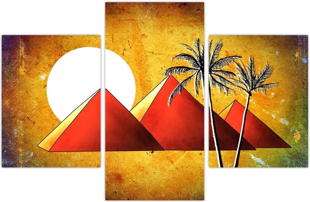 Tablou cu piramidele egiptene pictate (90x60 cm)