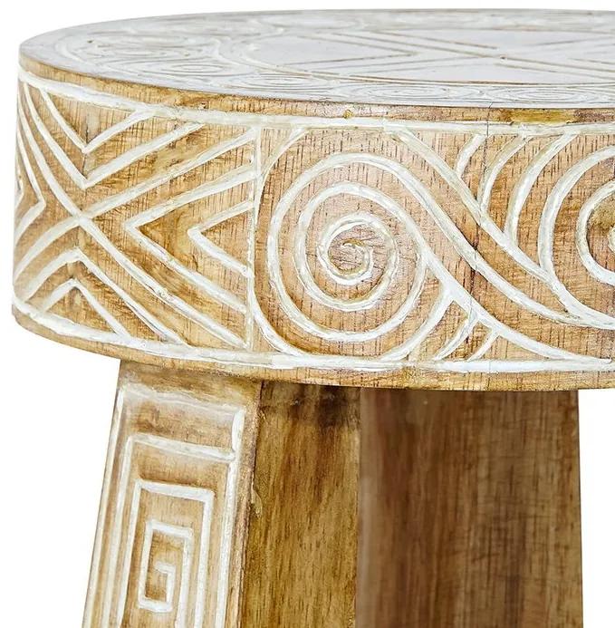 Taburet Mayan din lemn natur 30x45 cm