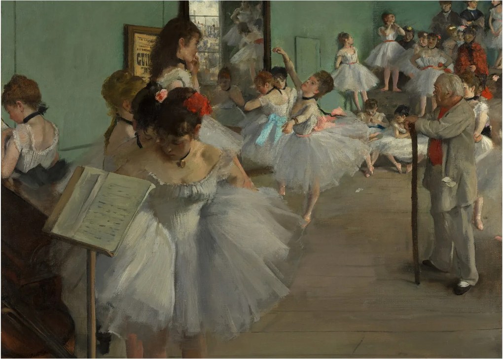 Tablou pe sticlă - Edgar Degas, The Dance Class, reproducere (70x50 cm)