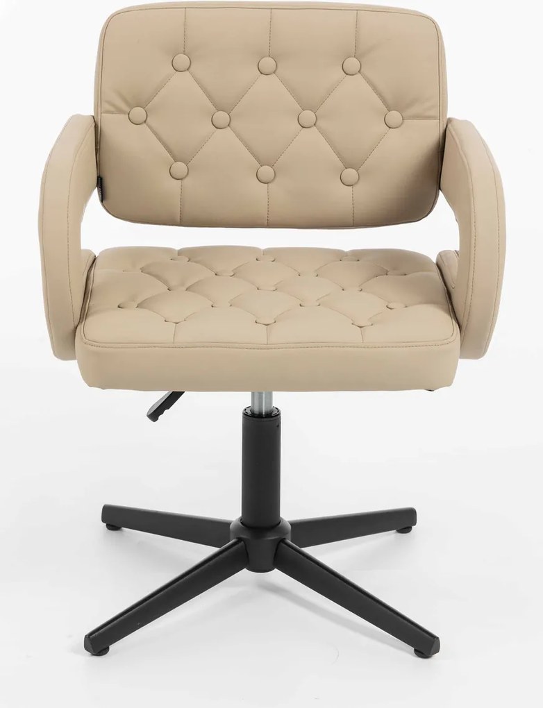 HR8403CROSS Scaun Crem Piele Ecologica Premium Soft cu Bază Neagră