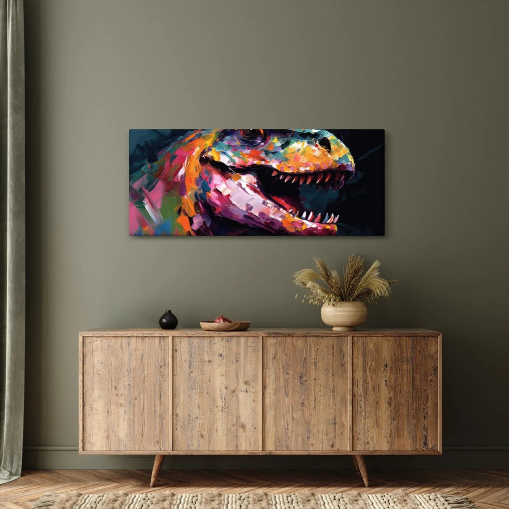 Tablou - Dinozaur, pictură (120x50 cm)