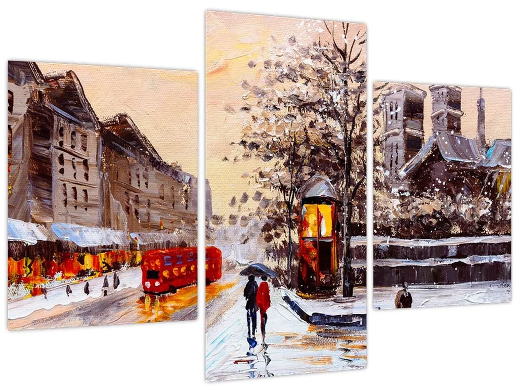 Tablou - Pictură oraș iarna (90x60 cm)