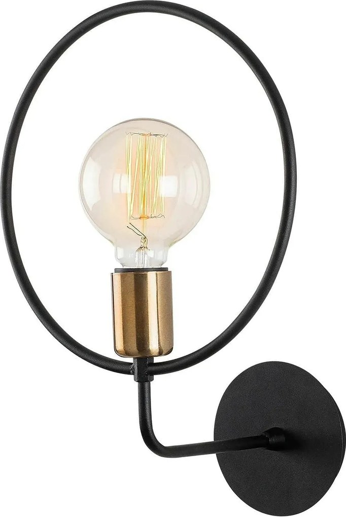 Lampa perete CIRCLE 3260, negru/auriu, metal, 26x19x38 cm