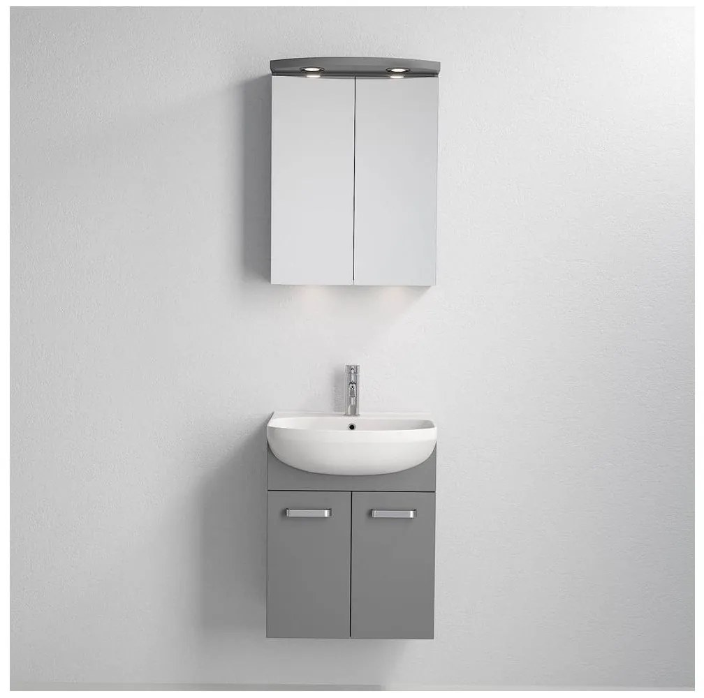 Set mobilier de baie Vang cu lavoar + dulap cu oglindă LED 230V IP44 gri