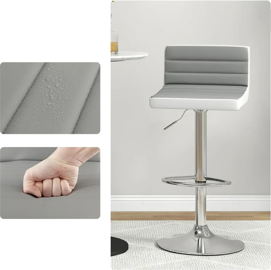 Set 2 scaune de bar reglabile, rotative, gri