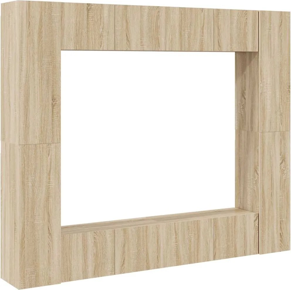 vidaXL Set de dulapuri TV, 8 piese, stejar sonoma, lemn prelucrat