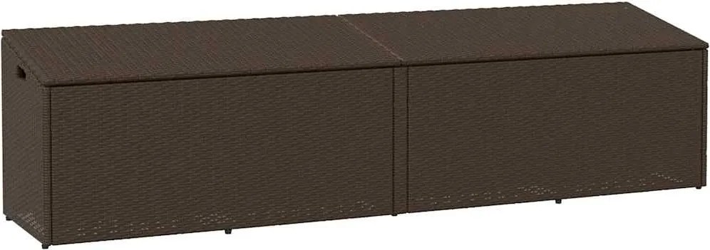 vidaXL Cutie de depozitare de grădină maro 220x50x58 cm Poly Ratan