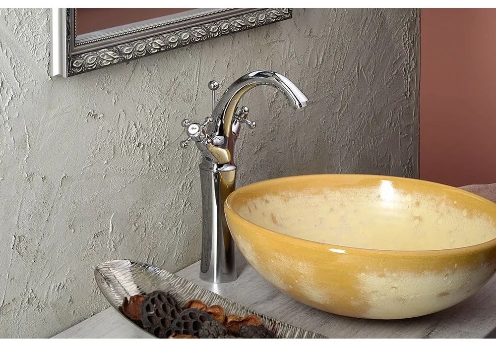 Baterie argintiu-lucios pentru chiuvetă înaltă Antea – Sapho