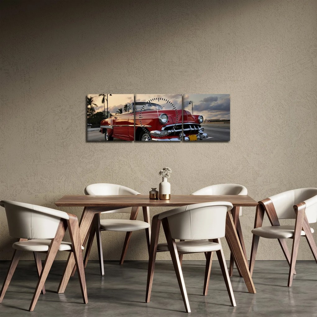 Tablou cu mașina (cu ceas) (90x30 cm)