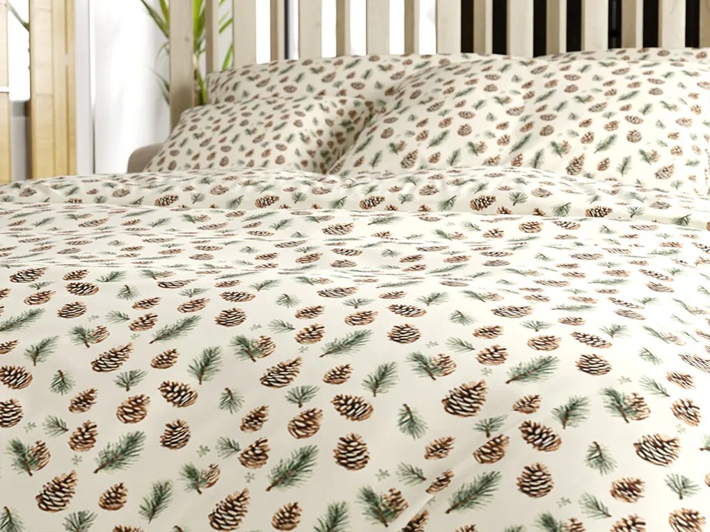 Lenjerie de pat din bumbac PINE CONES colorata Dimensiune lenjerie de pat: 2 buc 70 x 90 cm | 200 x 220 cm