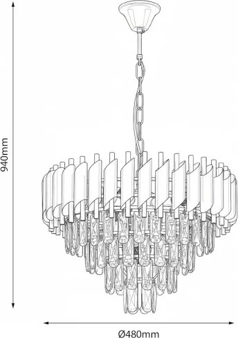 Candelabru cu lanț CRISTAL 7xE14/10W/230V Ø 48 cm negru/auriu