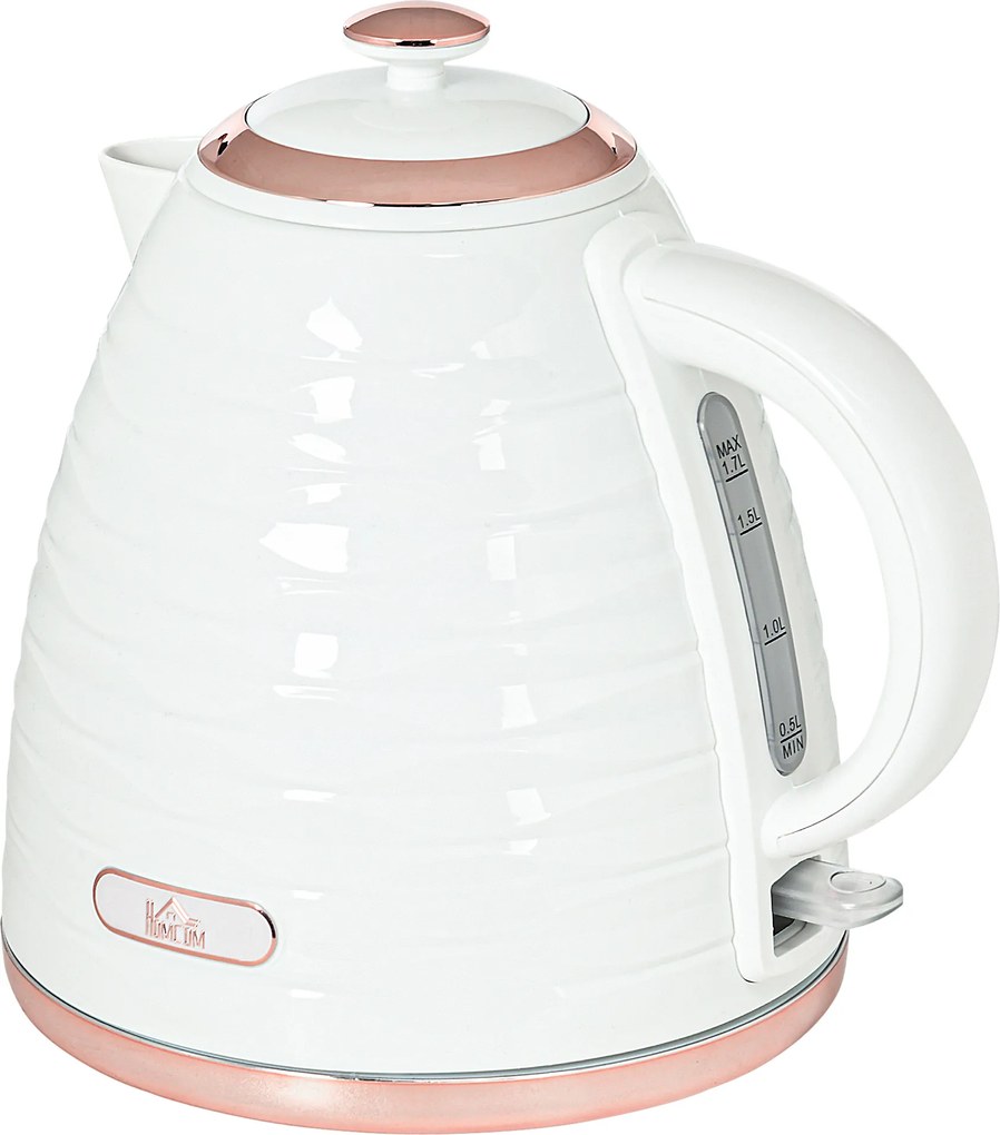 HOMCOM Fierbător electric, 1,7L, 2,2kW, funcție de fierbere rapidă cu filtru anti-calcar detașabil și lavabil | Aosom Romania