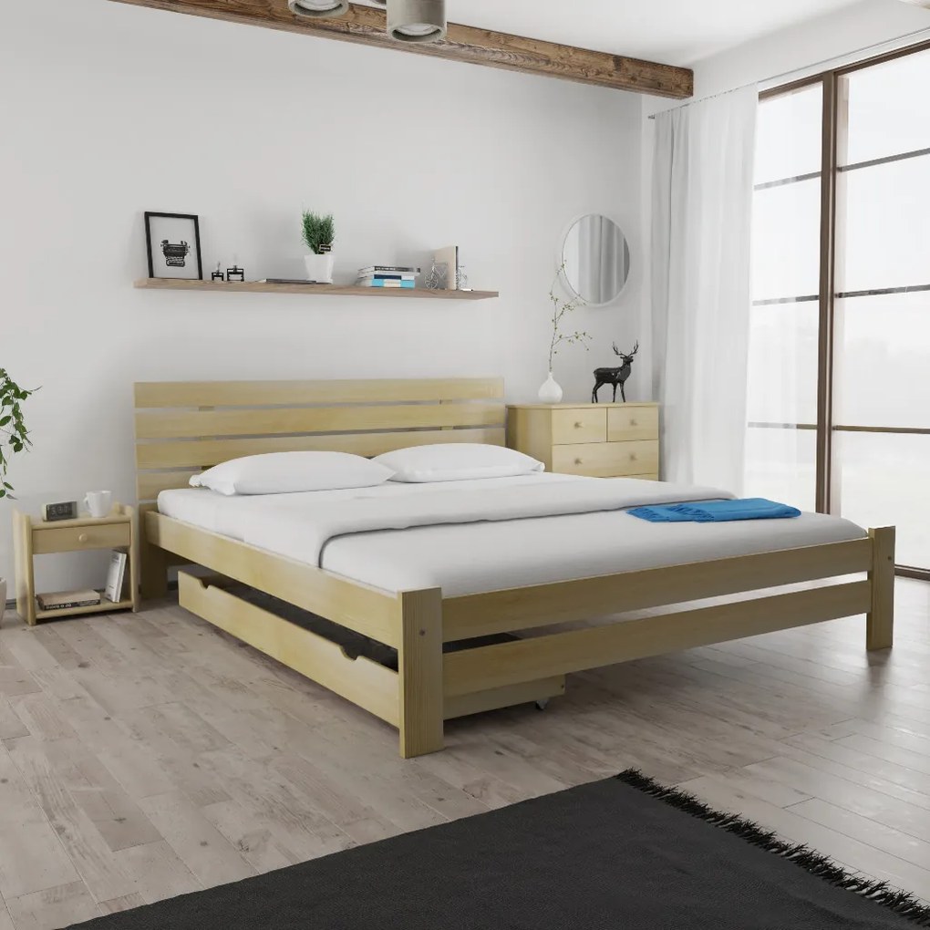 Pat inaltat PARIS 180x200 cm, pin Saltele: Cu saltele Sommera 18 cm, Somiera pat: Cu lamele drepte