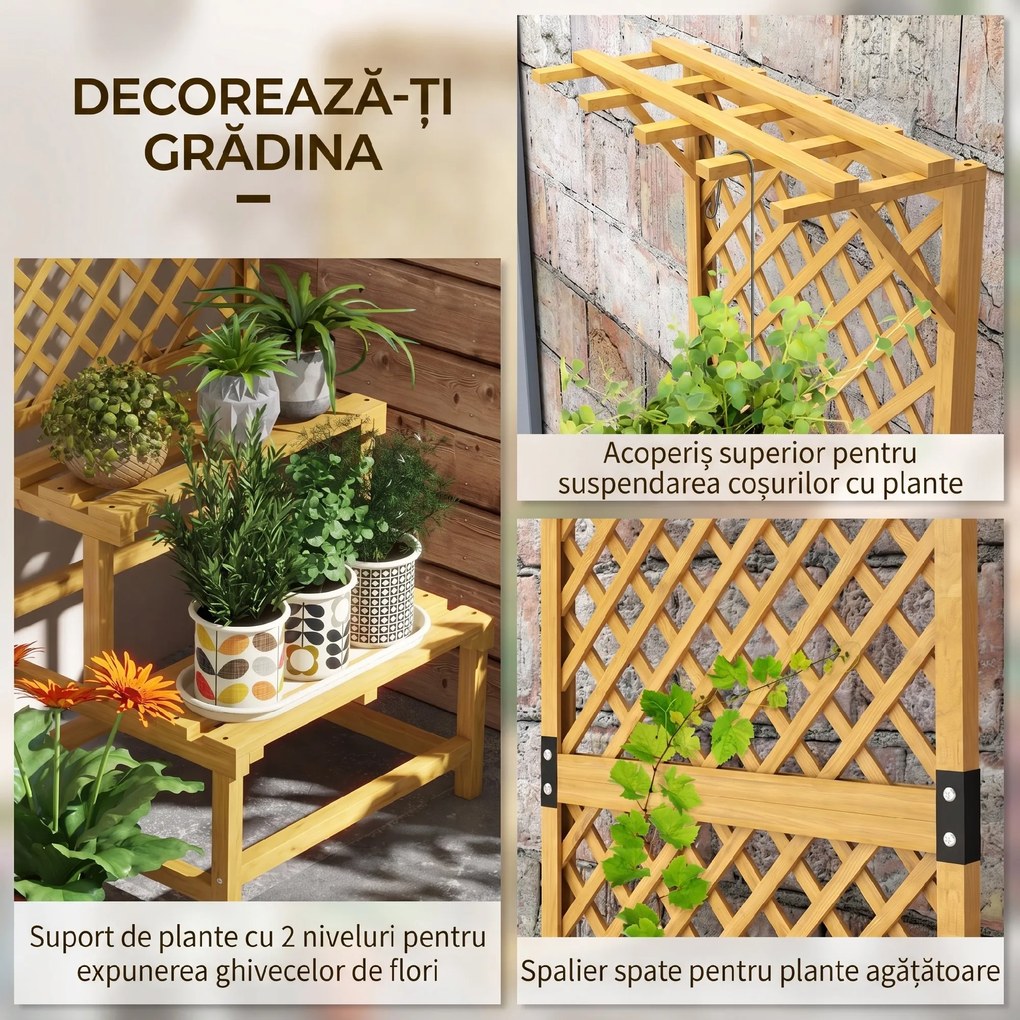 Outsunny Suport de plante din lemn cu spalier pentru plante | Aosom Romania