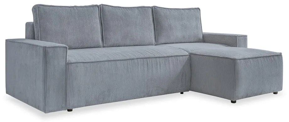 Colțar gri deschis extensibil cu tapițerie din catifea reiată (cu colț variabil) Brave Dave – Miuform