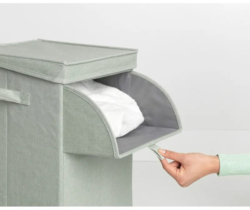 Cos de rufe stivuibil Brabantia 1000829, 35 l, Deschidere frontala, Capac larg, Pliabil, Verde
