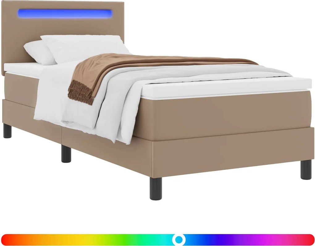 vidaXL Pat cu arcuri Cappuccino 90 x 190 cm Piele artificială