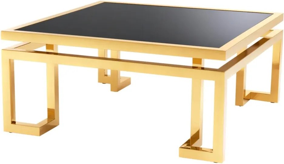 Masuta de cafea LUX design modern cu blat din sticla neagra Table Palmer 109992 HZ