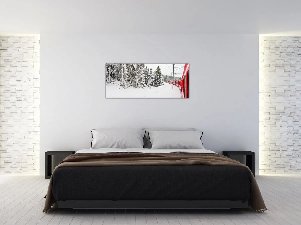 Tablou - Tren într-un peisaj înzăpezit (120x50 cm)