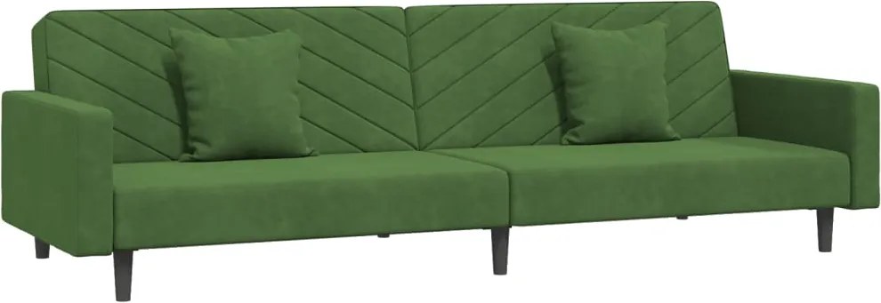 vidaXL Canapea extensibilă cu 2 locuri, 2 perne, verde închis catifea
