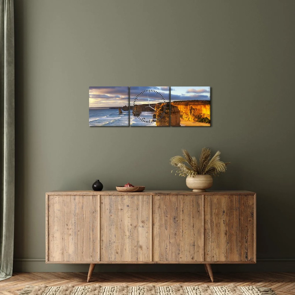 Tablou cu stâncile marine (cu ceas) (90x30 cm)
