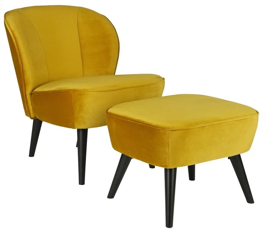 Taburet WOOOD Sara, galben muștar