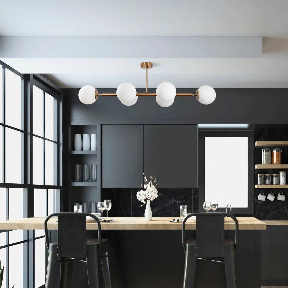 Plafonieră albă/aurie cu abajur din sticlă 40x110 cm Fazli – Opviq lights