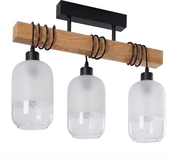 Brilagi - Lustră aplicată WOOD GLASS 3xE27/60W/230V pin/negru/alb