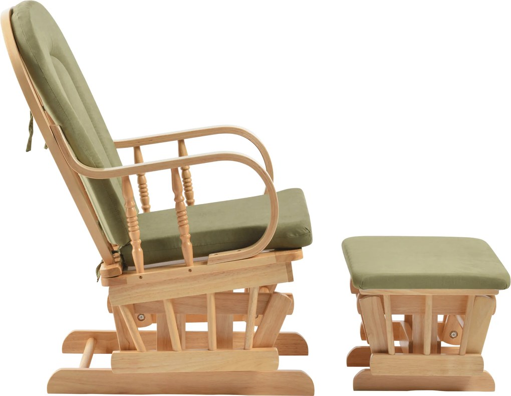 Scaun balansoar cu suport pentru picioare, natural/verde, DALBERT