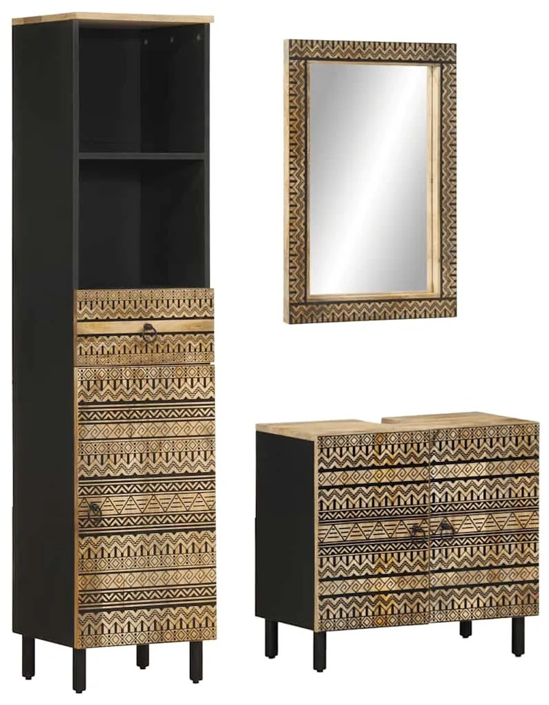 vidaXL Set mobilier de baie, 3 piese, lemn masiv de mango