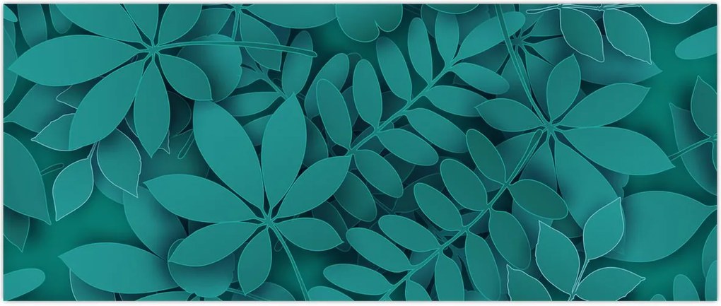 Tablou - Frunze turcoaz (120x50 cm)