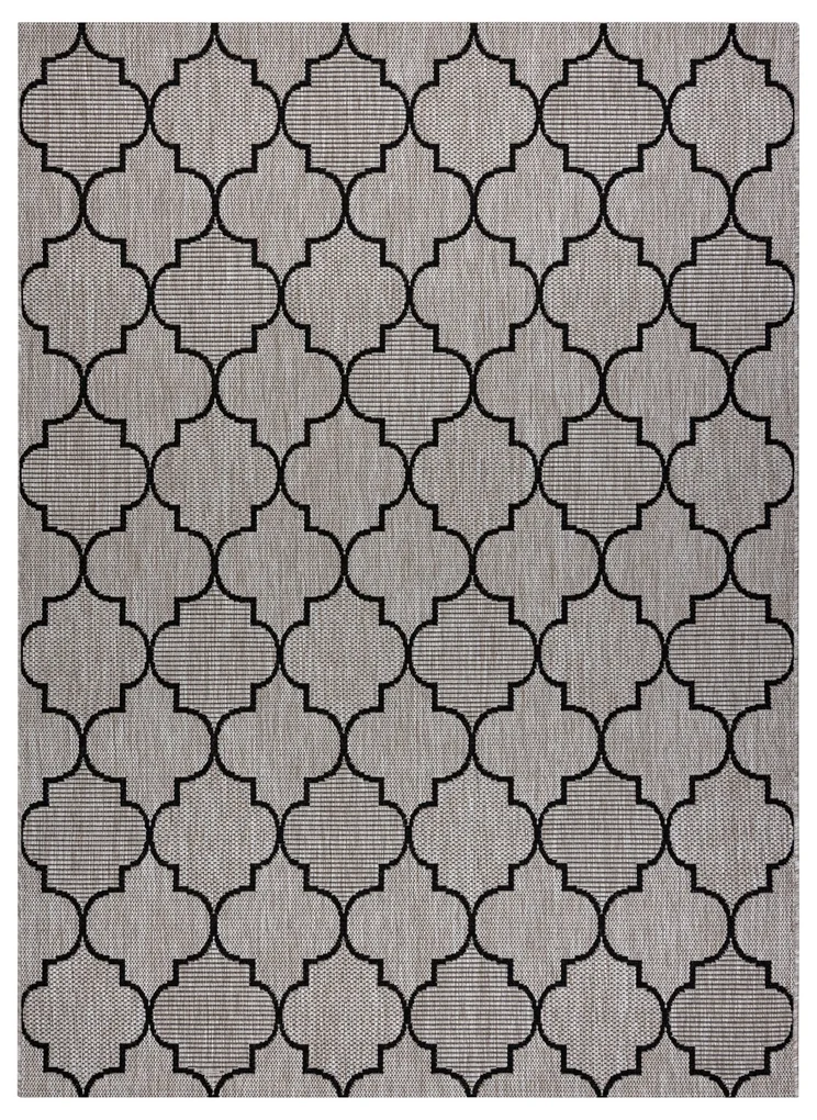 Covor sisal Floorlux 20607 marocani trellis argintiu si negru
