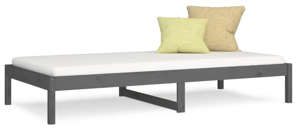 820419 vidaXL Pat de zi, gri, 80x200 cm, lemn masiv de pin