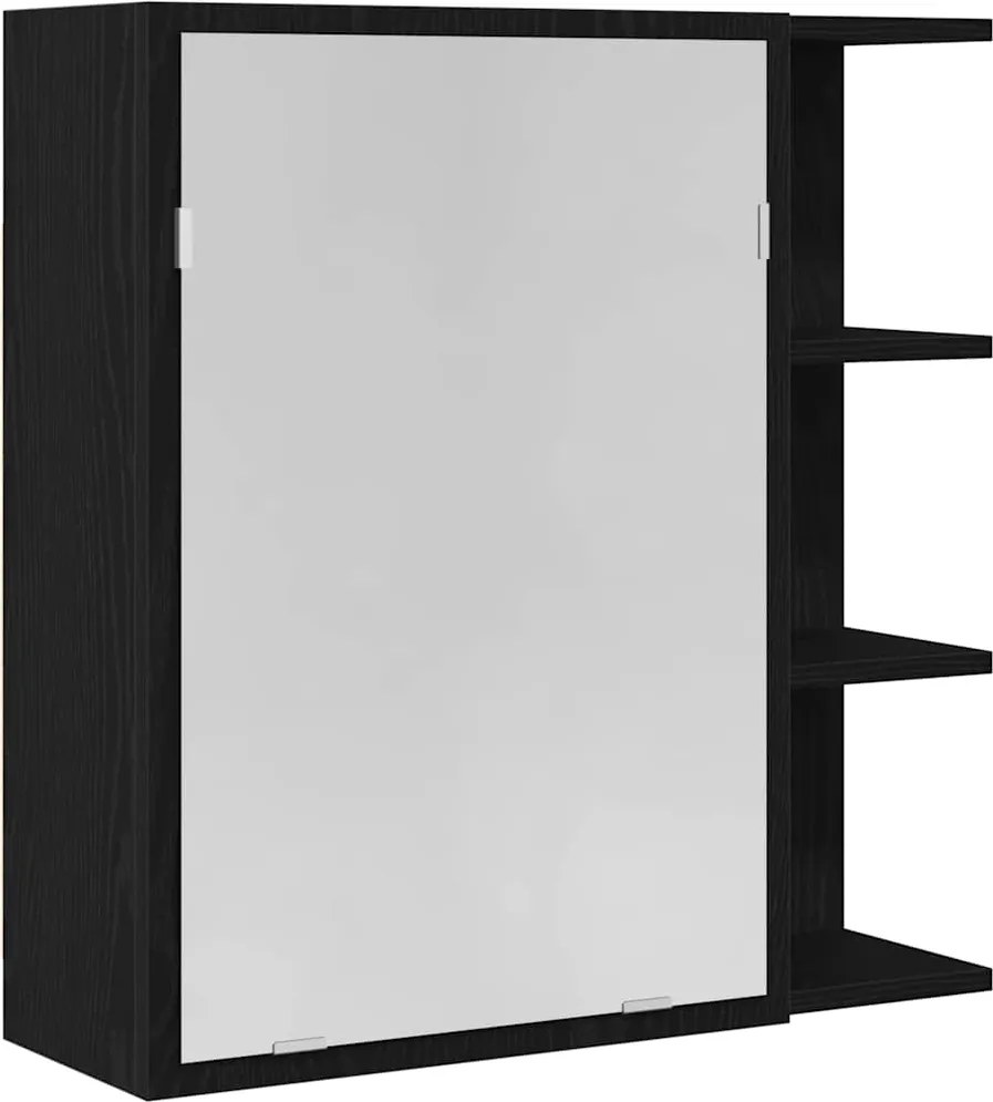 vidaXL Dulap cu oglindă pentru baie Stejar Negru 62,5 x 20,5 x 64 cm