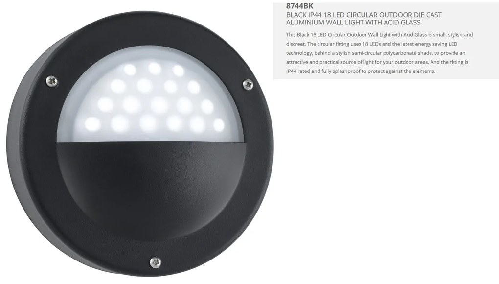 Aplica perete LED de exterior IP44 Outdoor 8744BK SRT