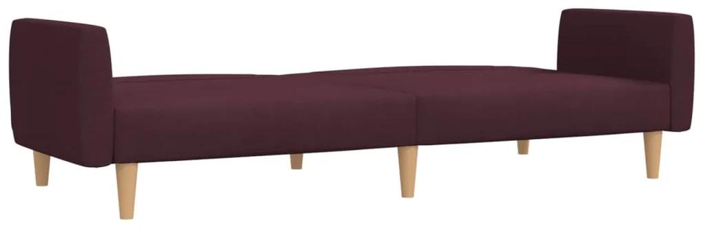 Canapea pat cu 2 locuri, cu taburet, violet, textil Violet, Cu suport de picioare