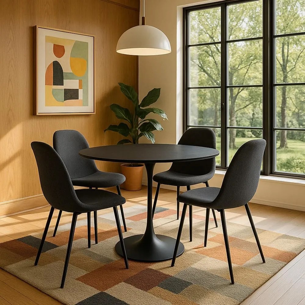 Set - 4 scaune de dining AVENBERG RIVA - Negru