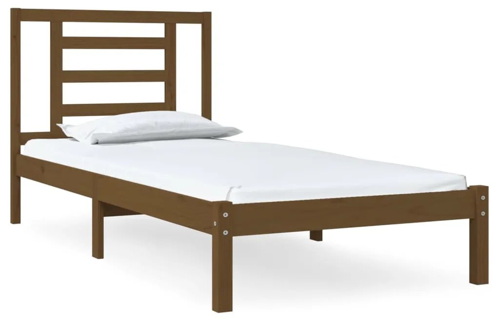 3104316 vidaXL Cadru de pat single, maro miere, 90x190 cm, lemn masiv de pin