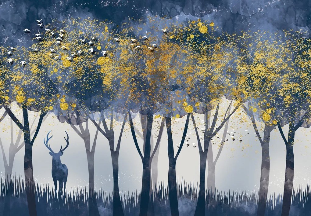 Fototapet - Cerb în pădure (147x102 cm)